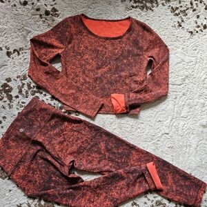 lululemon athletica Ladies Sz 4Marbled Red Yoga Set